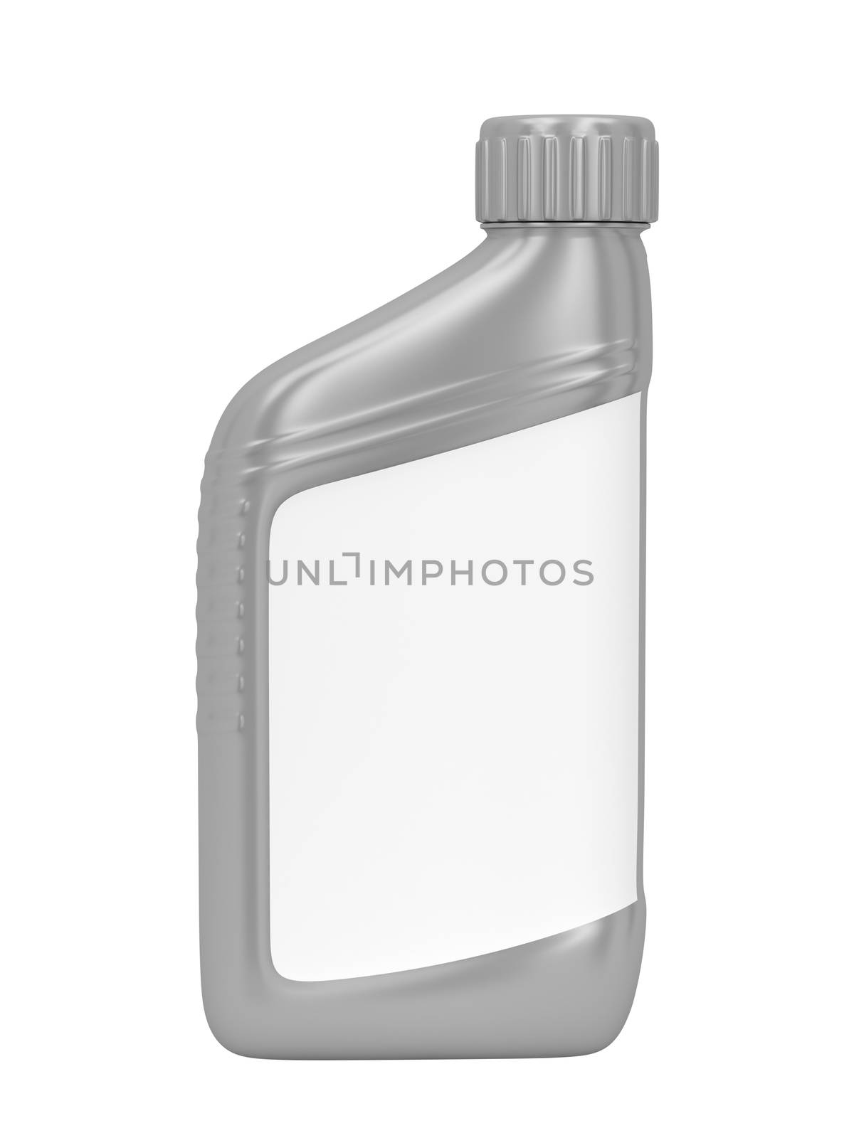 Machine oil bottle with blank label isolated on white background