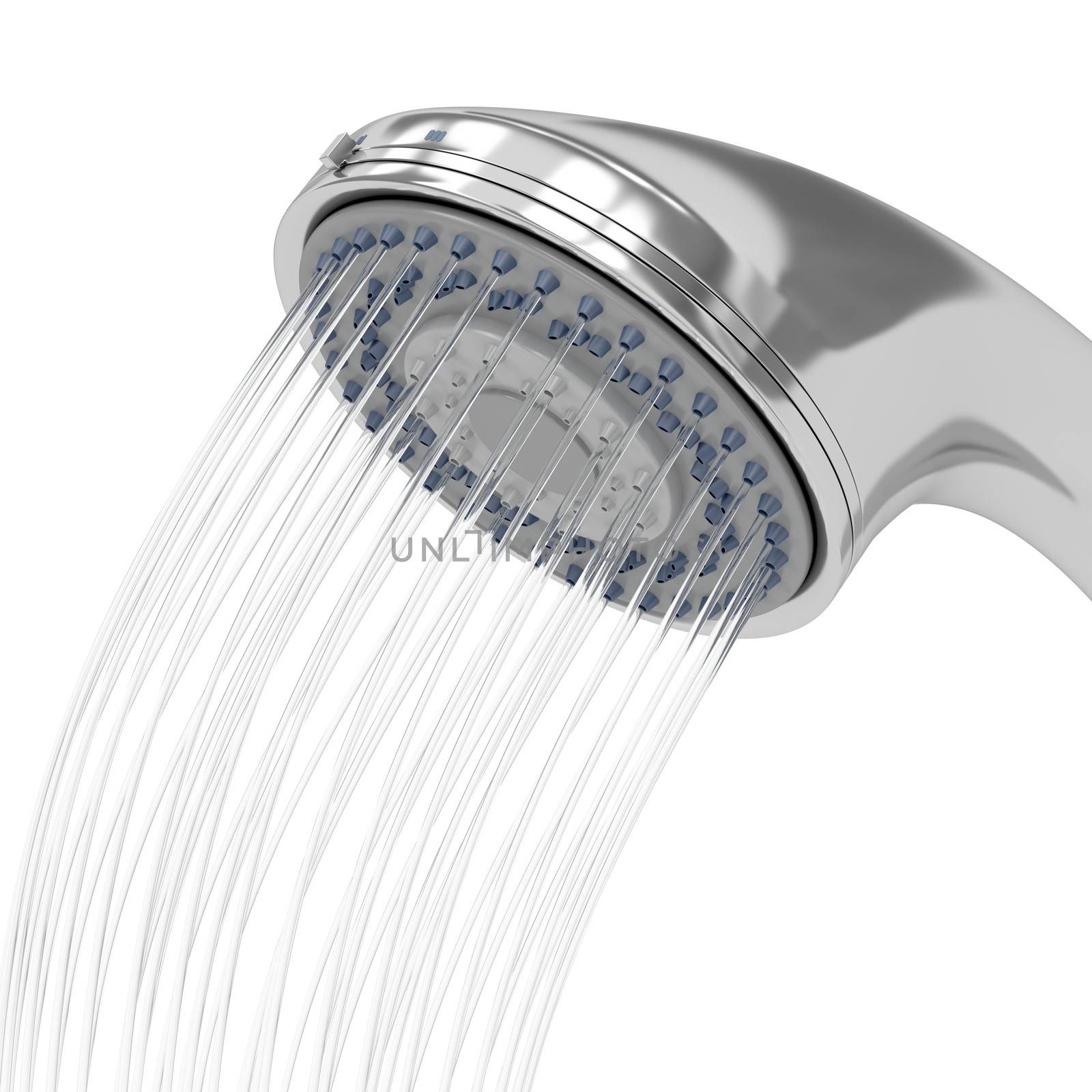Shower head with flowing water