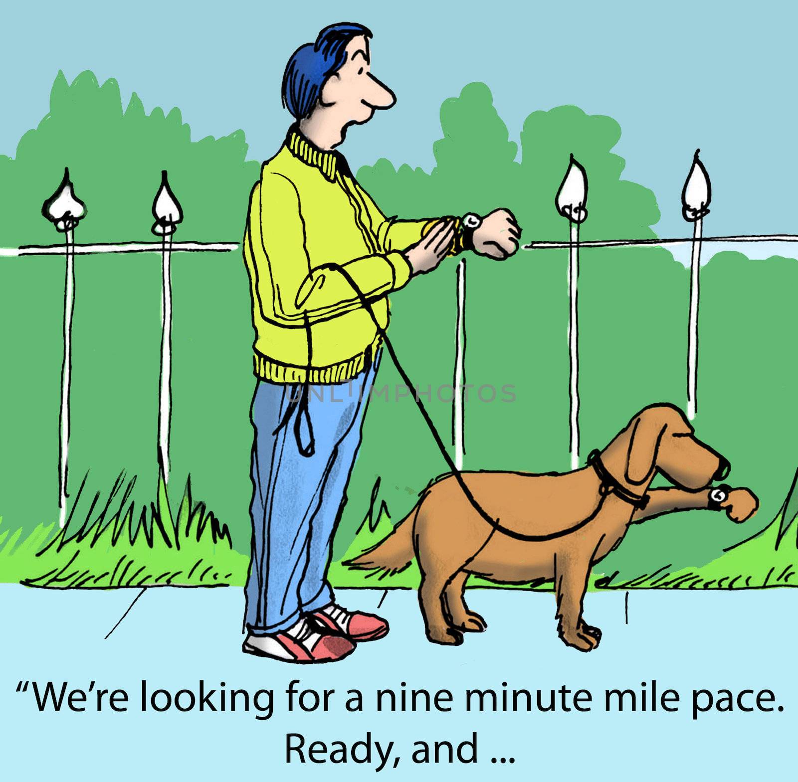 "We're looking for a nine minute mile pace. Ready and ..."