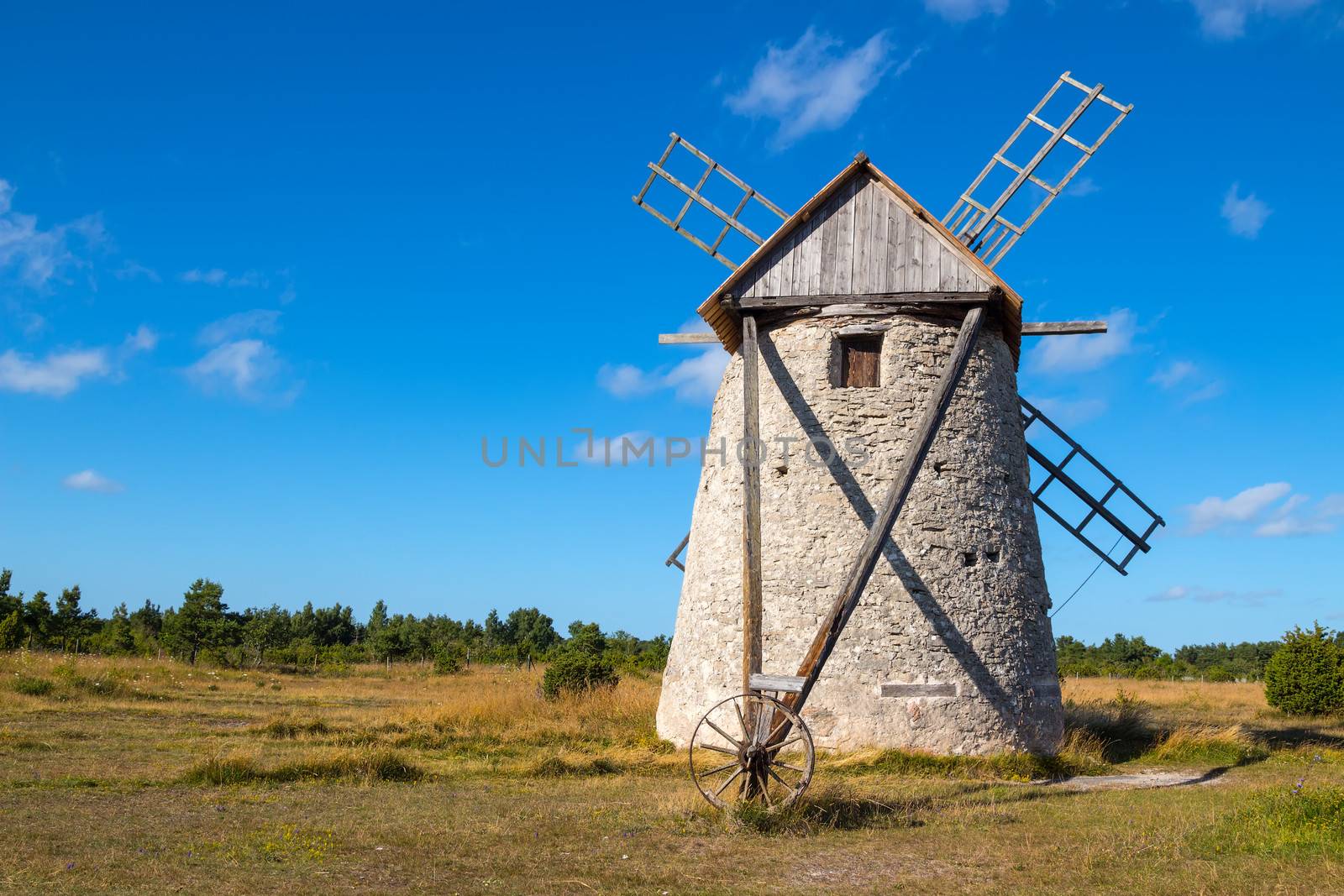 Stone windmill on the island of Fårö (Gotland, Sweden).