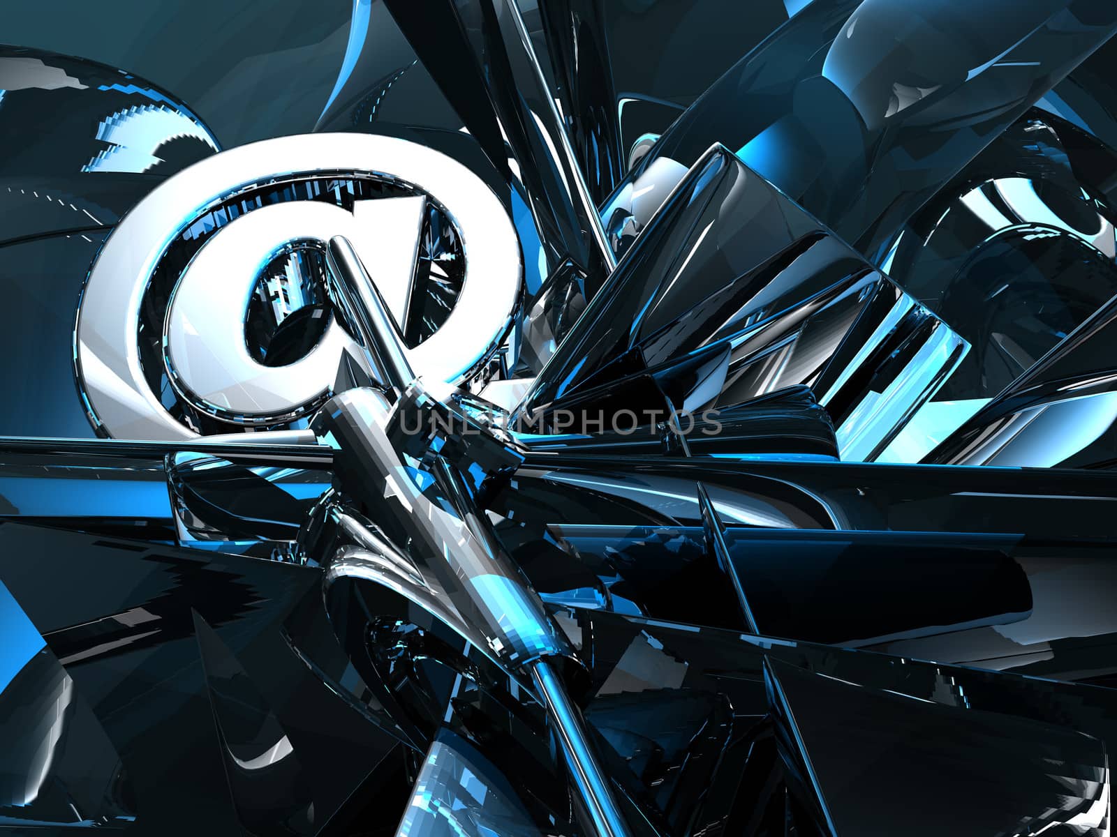 email symbol in abstract futuristic space - 3d illustration
