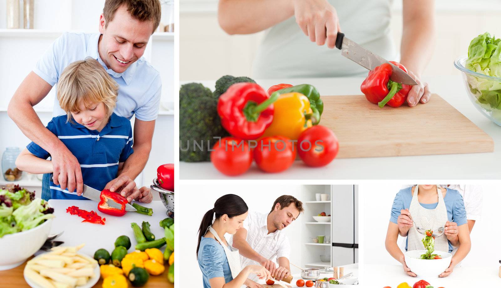 Collage of people preparing vegetables by Wavebreakmedia