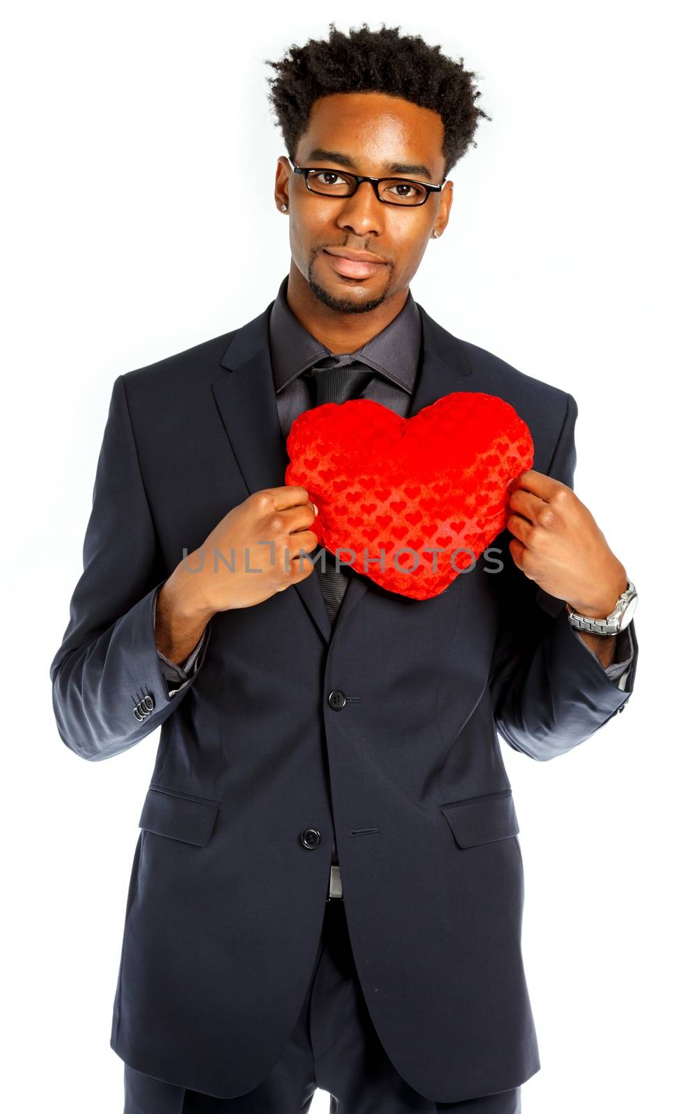 Attractive afro-american business man posing in studio isolated on a white background