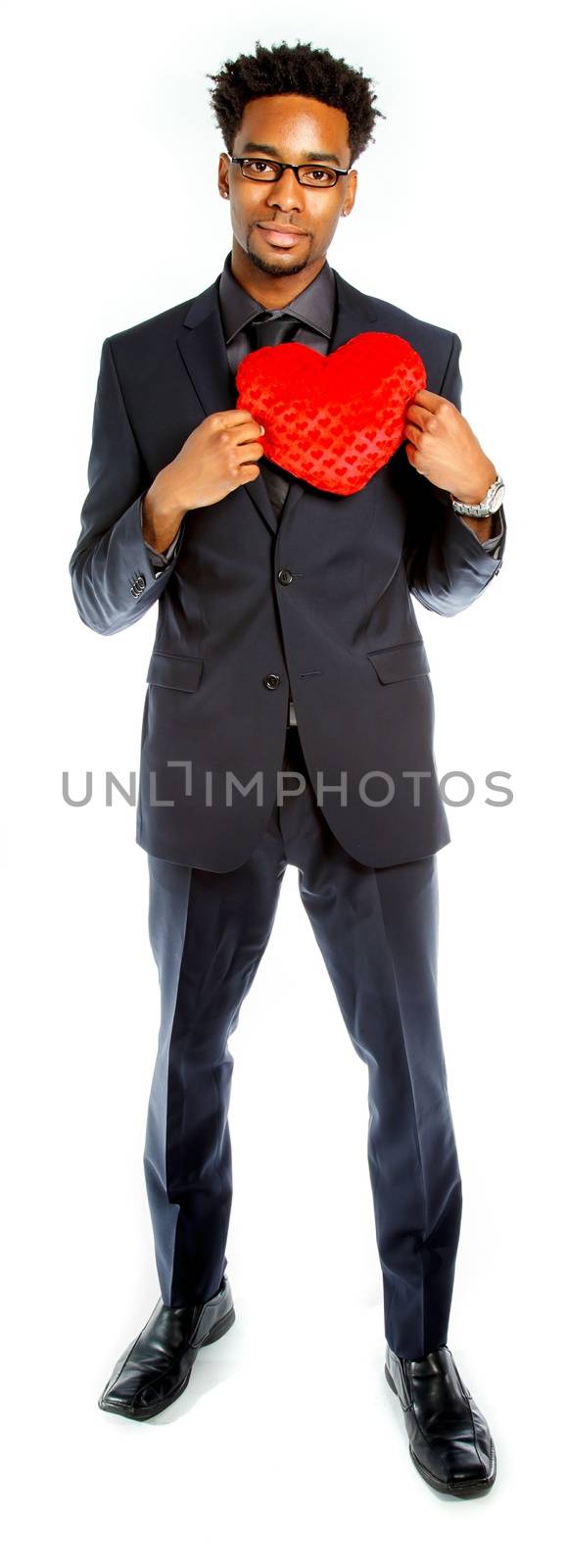 Attractive afro-american business man posing in studio isolated on a white background