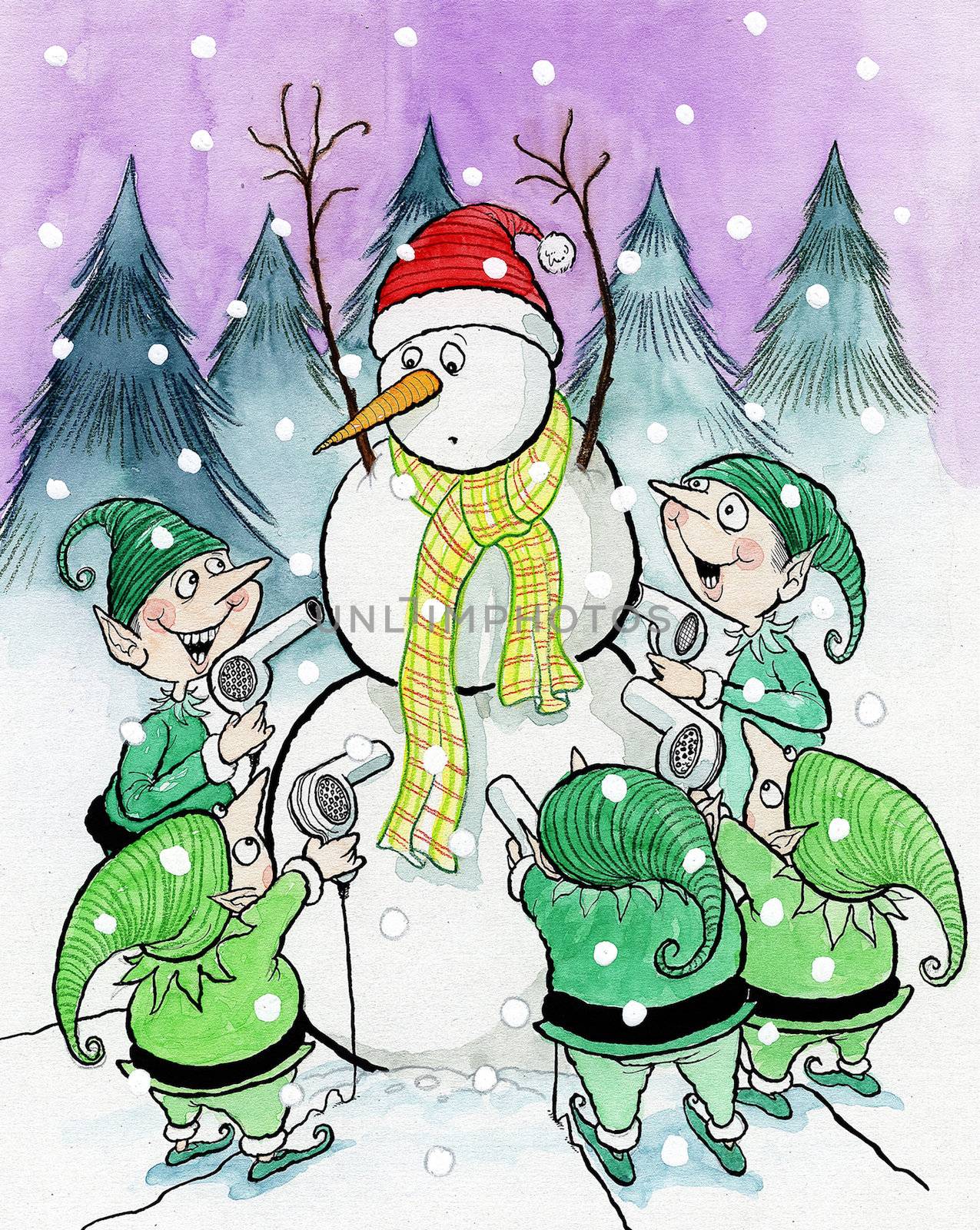 Elves and the Snowman by andrewgenn