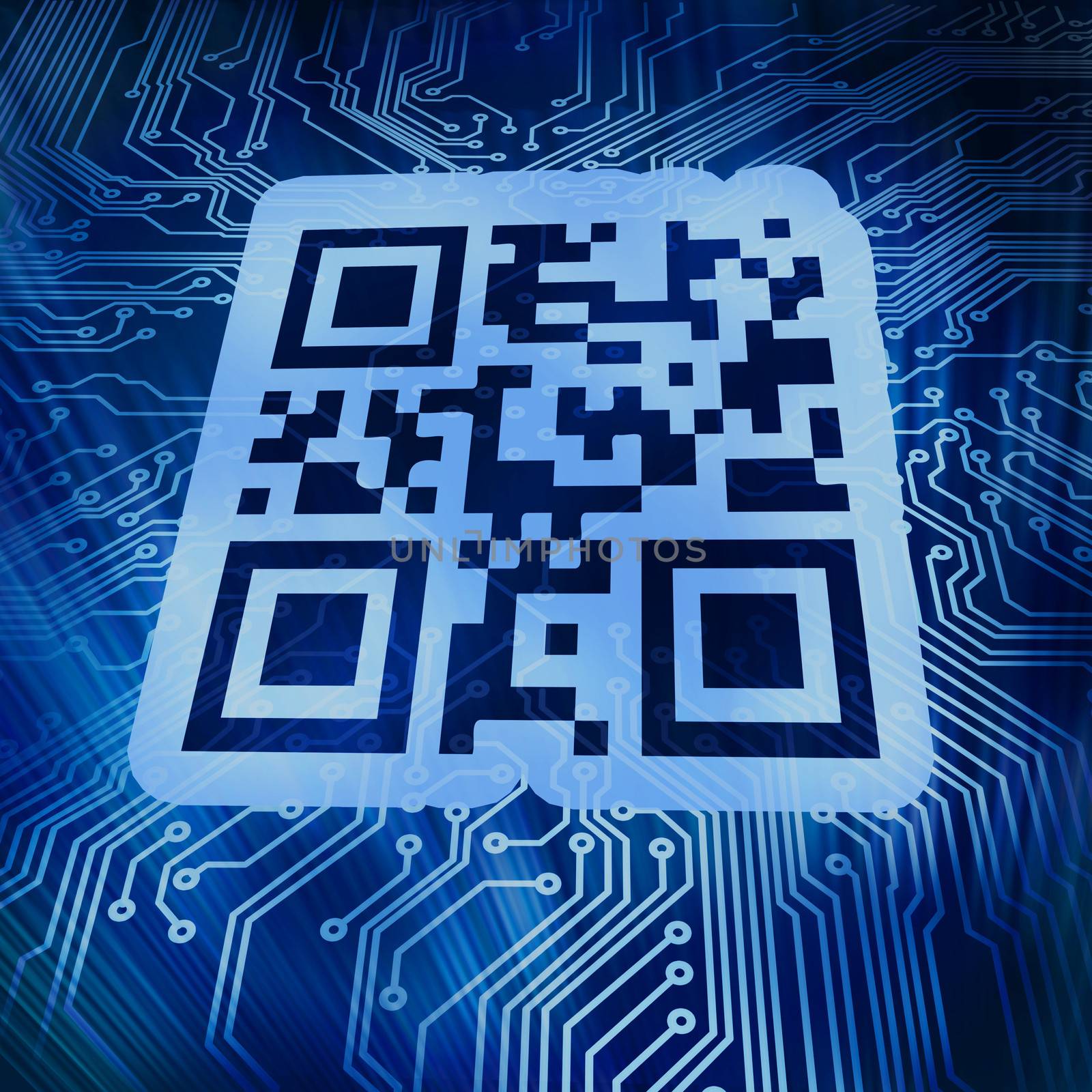 Qr code standing in front of futuristic background by Wavebreakmedia