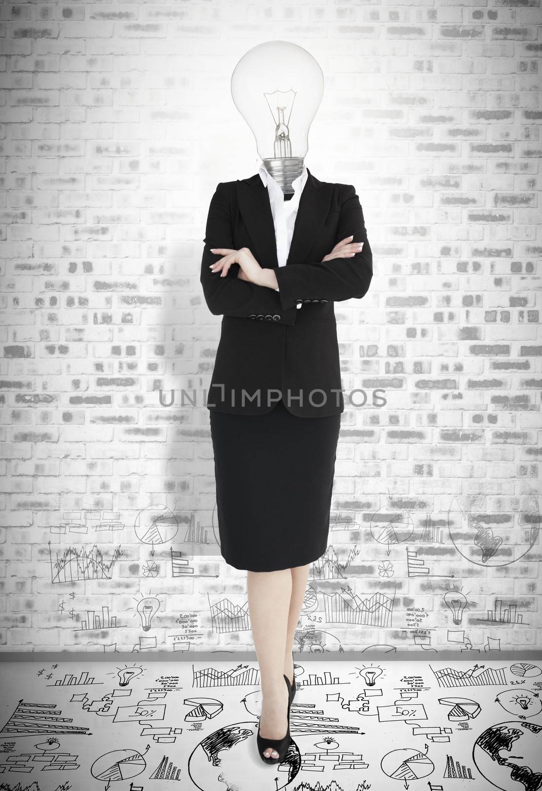Businesswoman with head light bulb by Wavebreakmedia