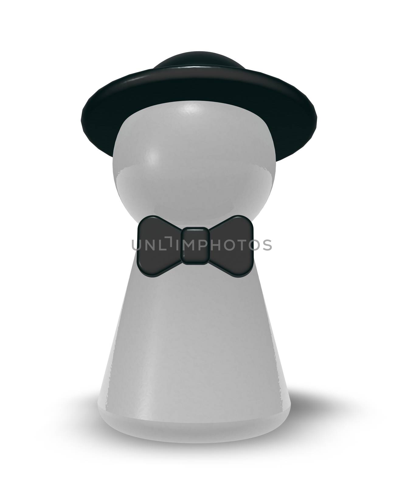 play figure with bow and hat - 3d illustration