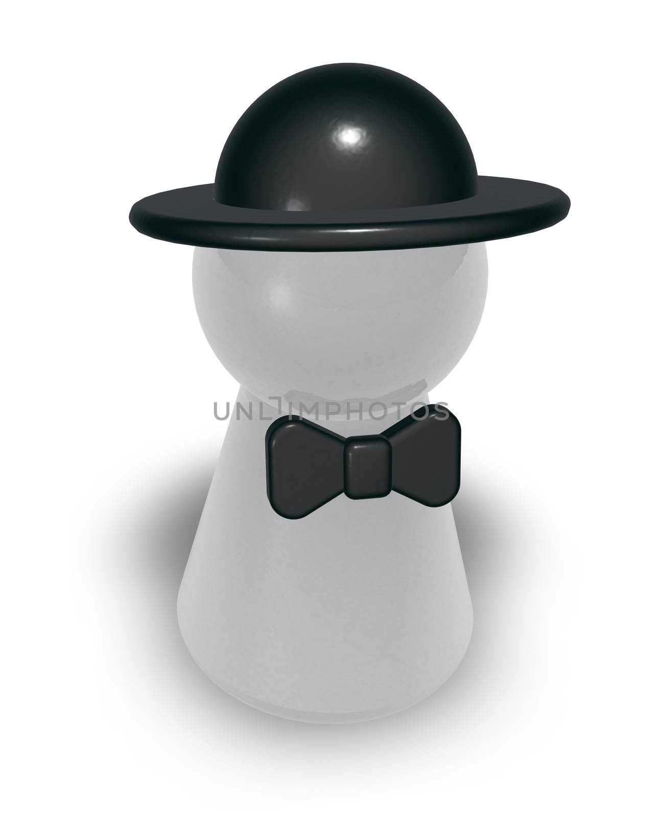 play figure with bow and hat - 3d illustration