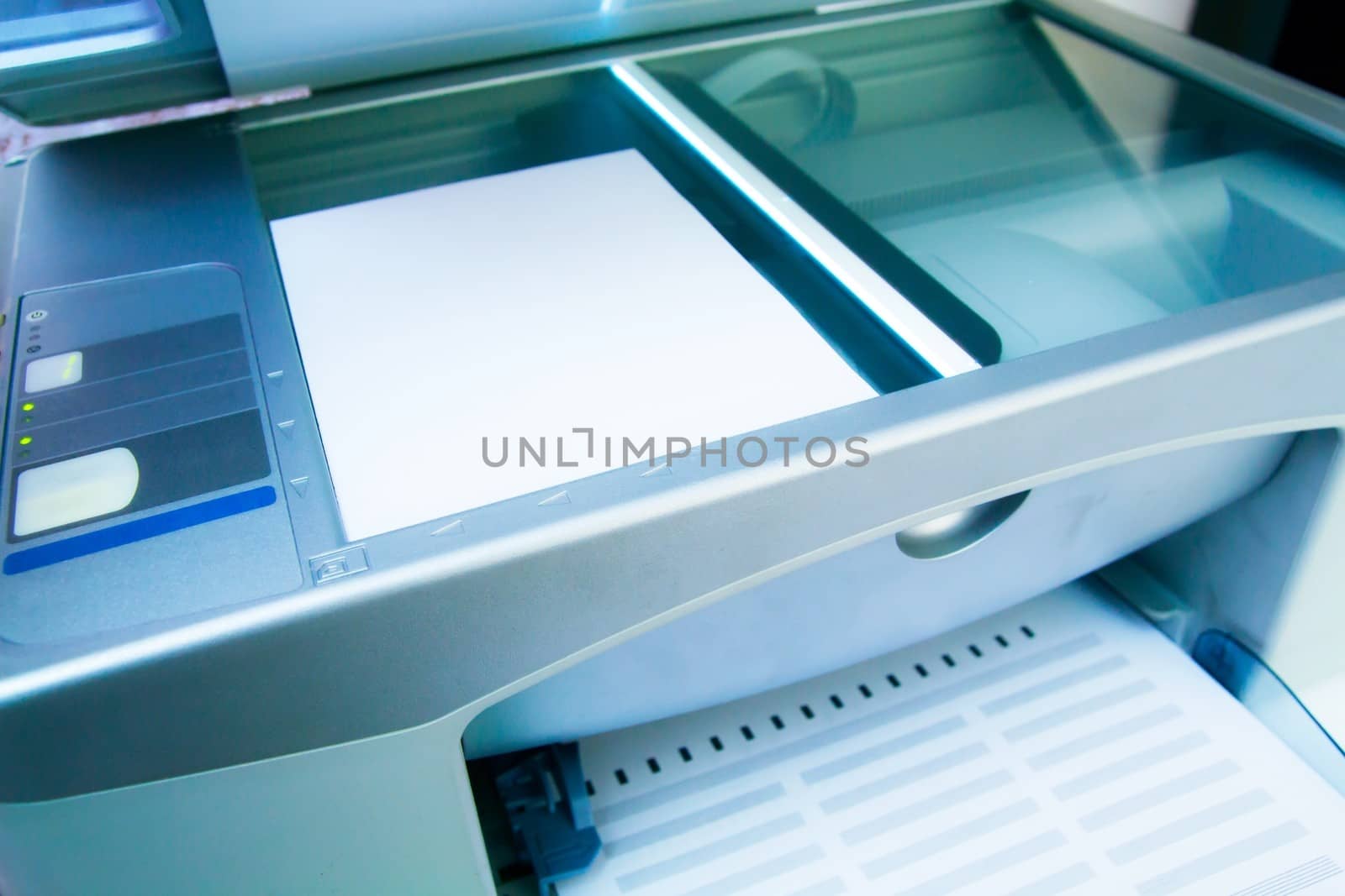 Close-up working printer scanner copier device