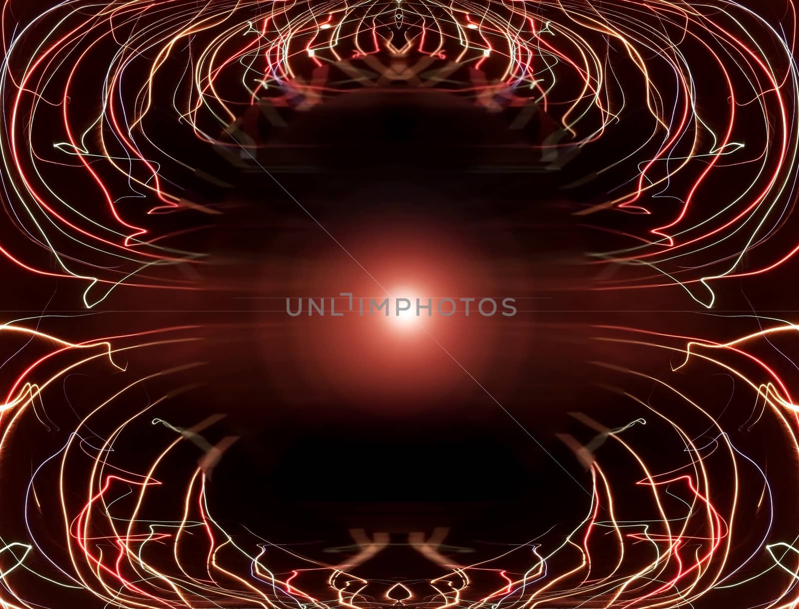 Abstraction in the form of fiery-colored lines on a black background