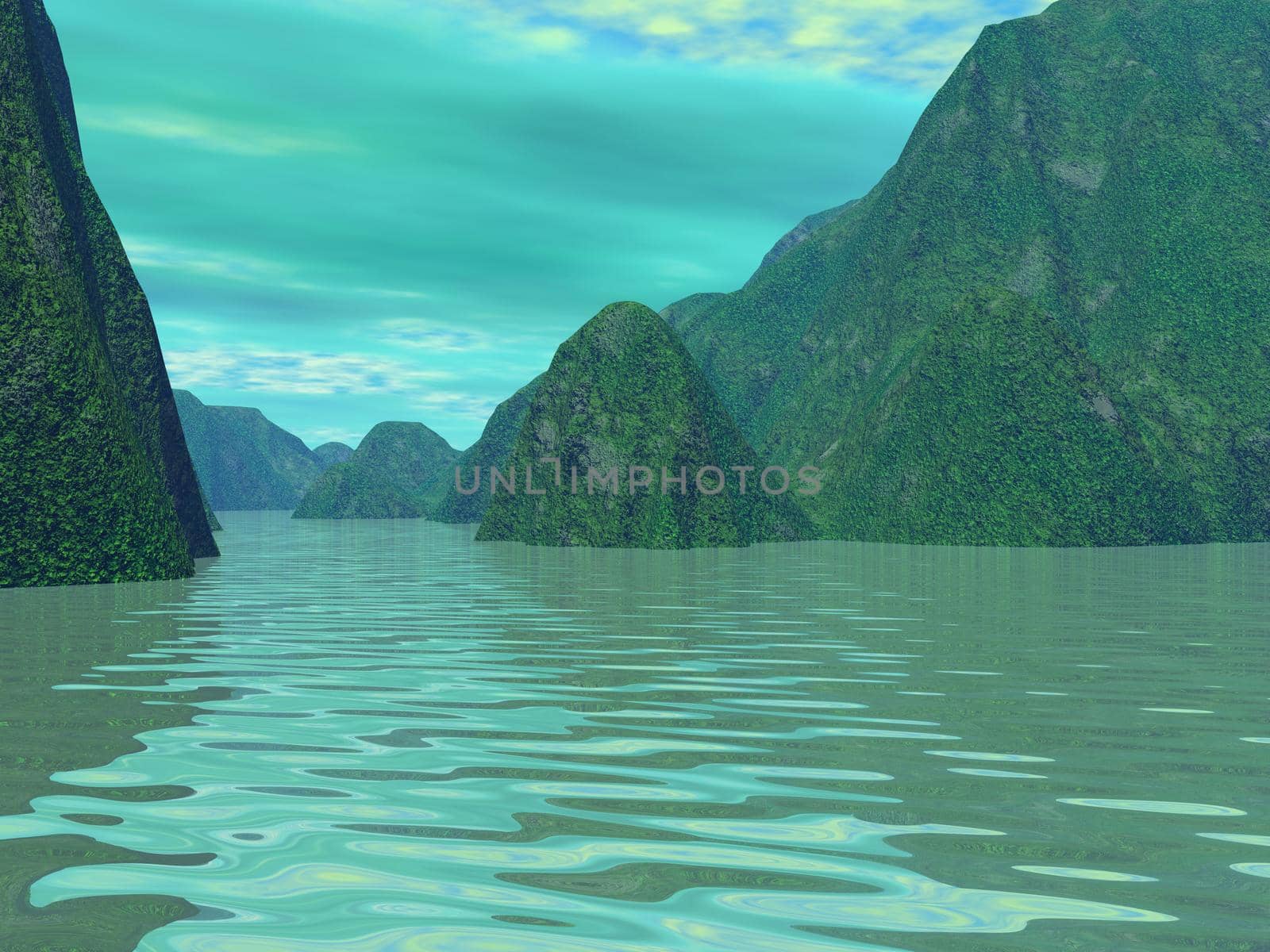 moutains and lake and sky