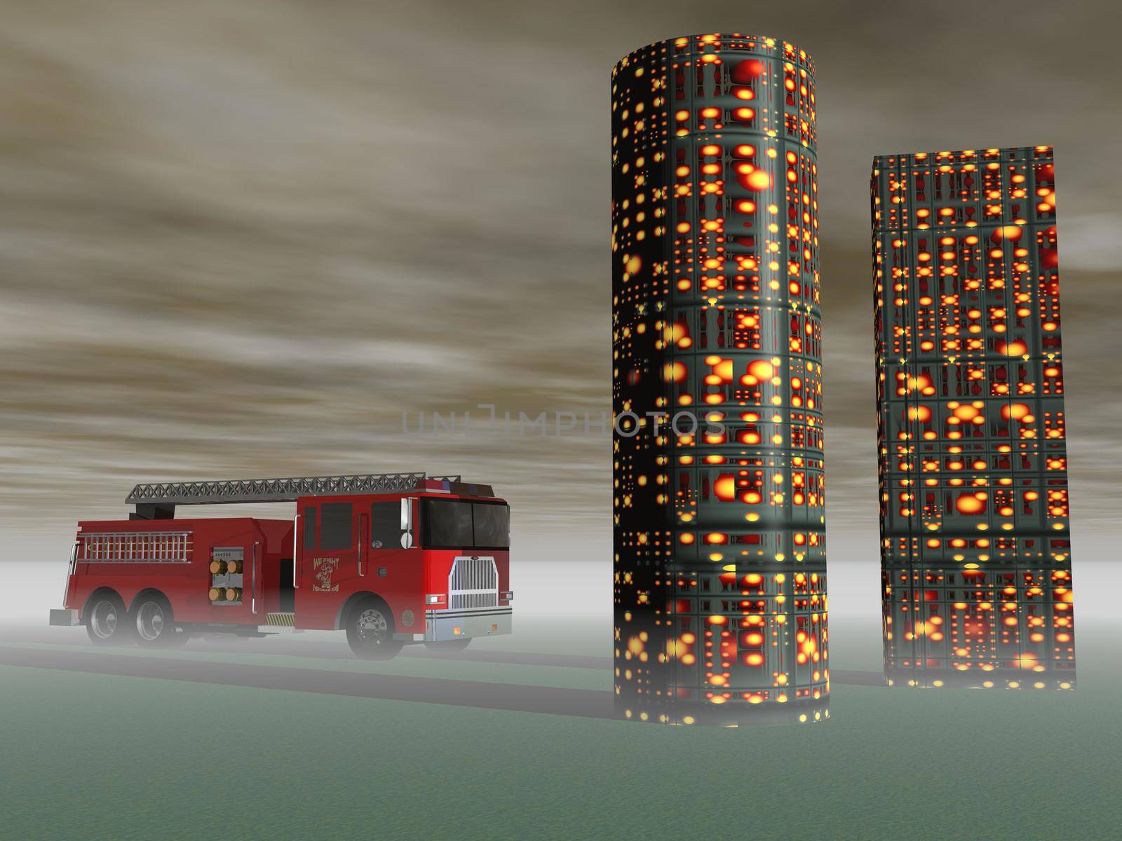 trucks equipped for rescue and fire fighting