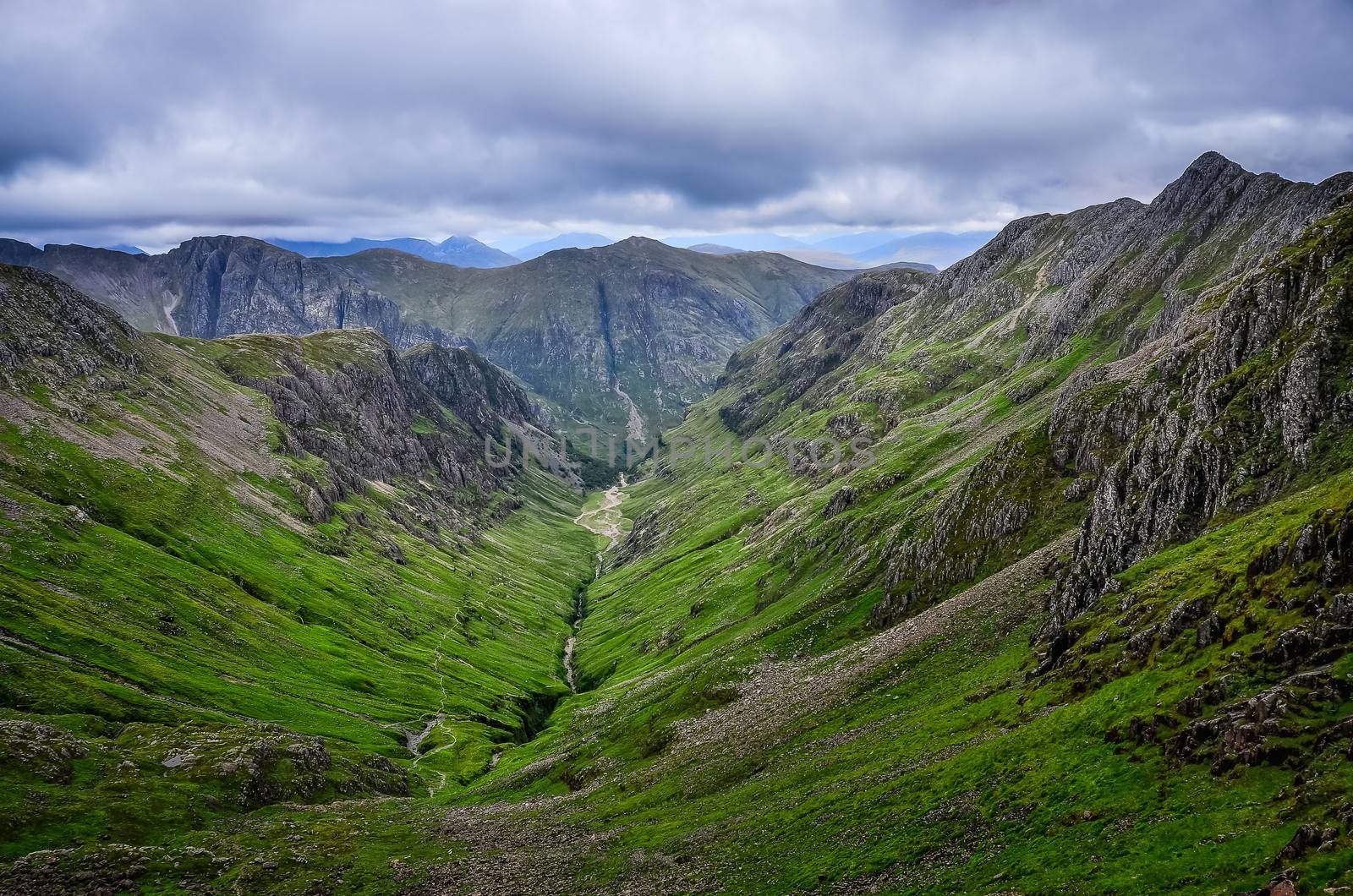 View of beautiful mountains in Glen Coe valley, Scotland, Great Britain
