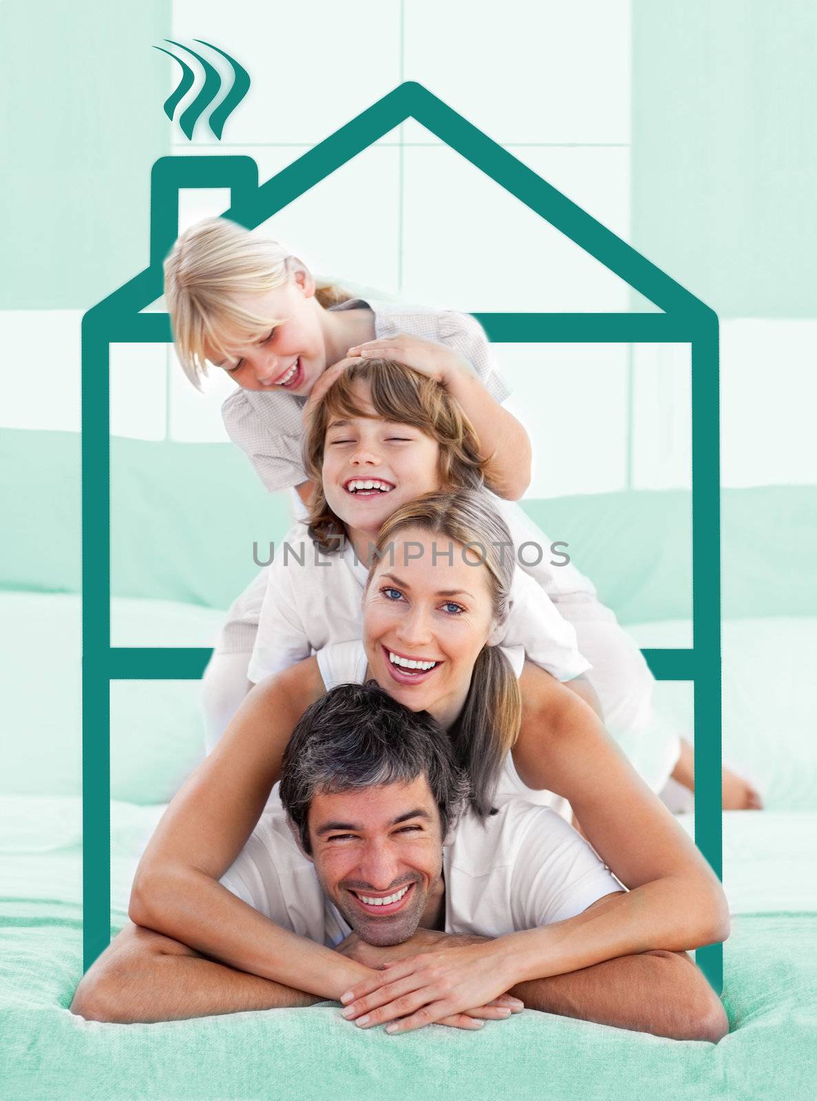 Family having fun doing a piggyback by Wavebreakmedia