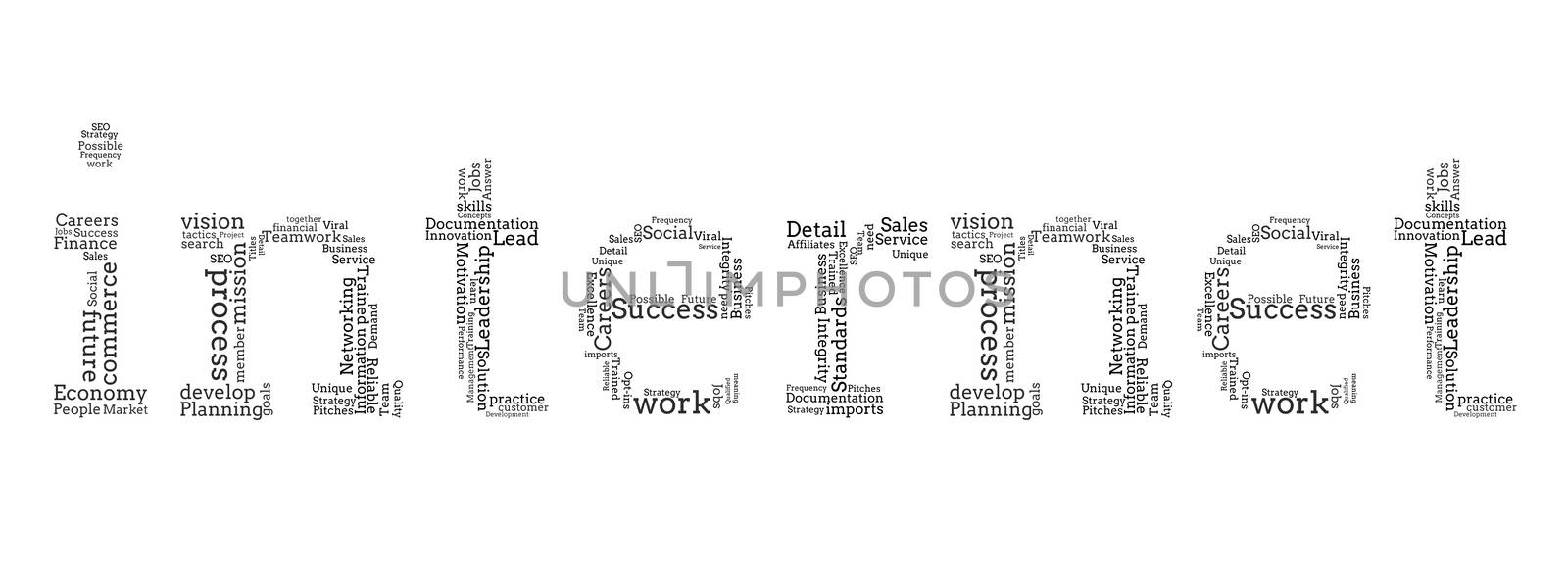 Various words spelling out internet on white background
