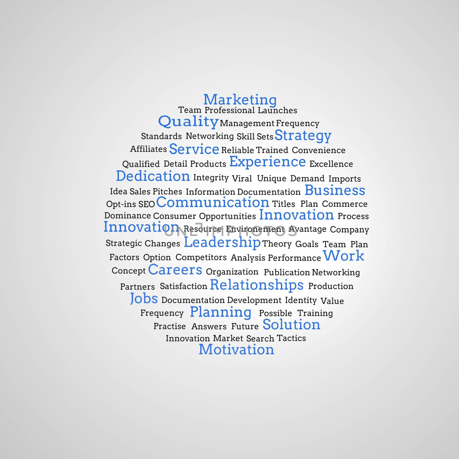 Group of blue marketing terms by Wavebreakmedia