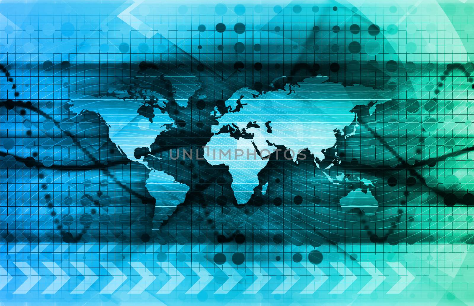 Futuristic Digital Network with Data Communication Art