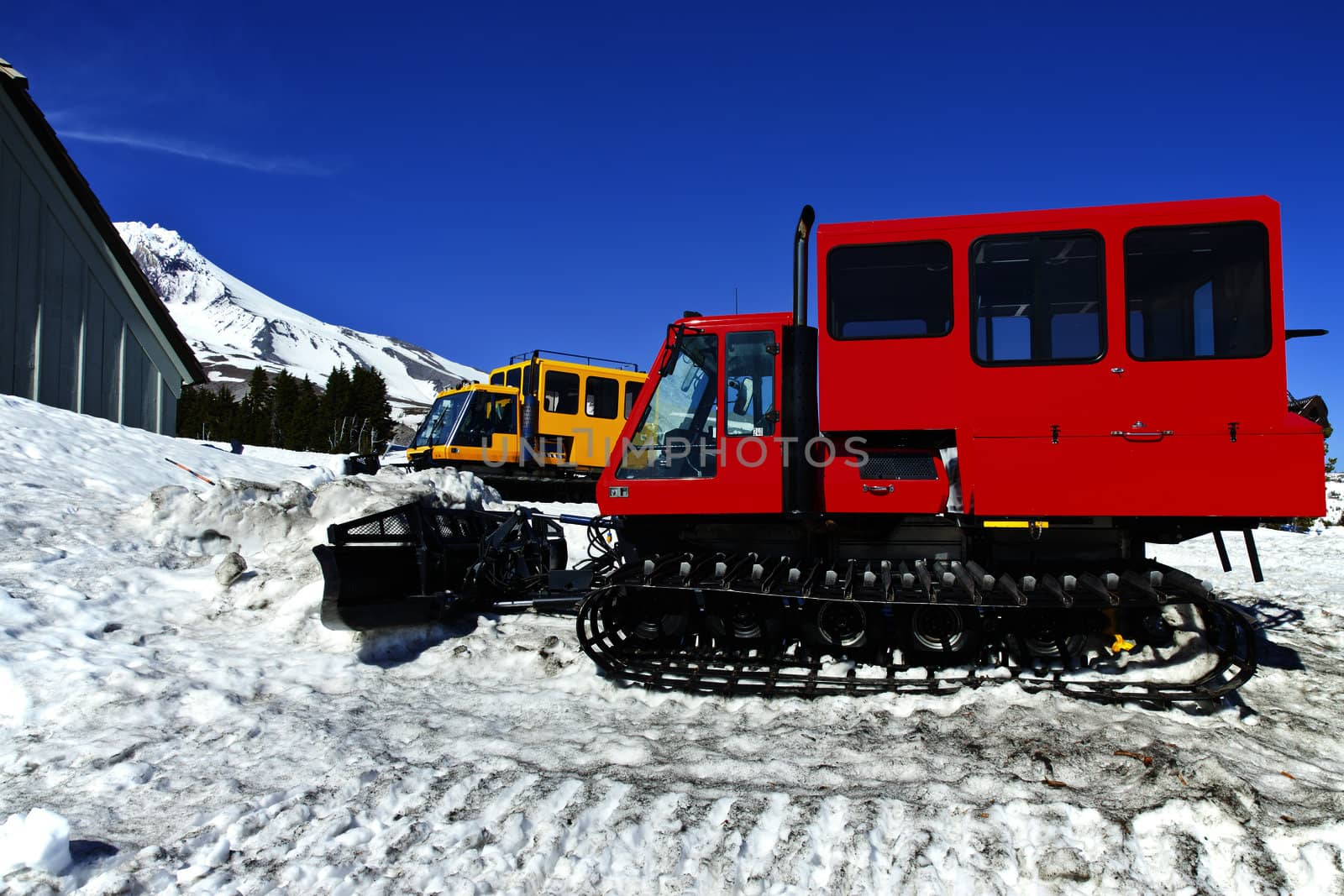 Snow plows at Timberline lodge Oregon. by Rigucci