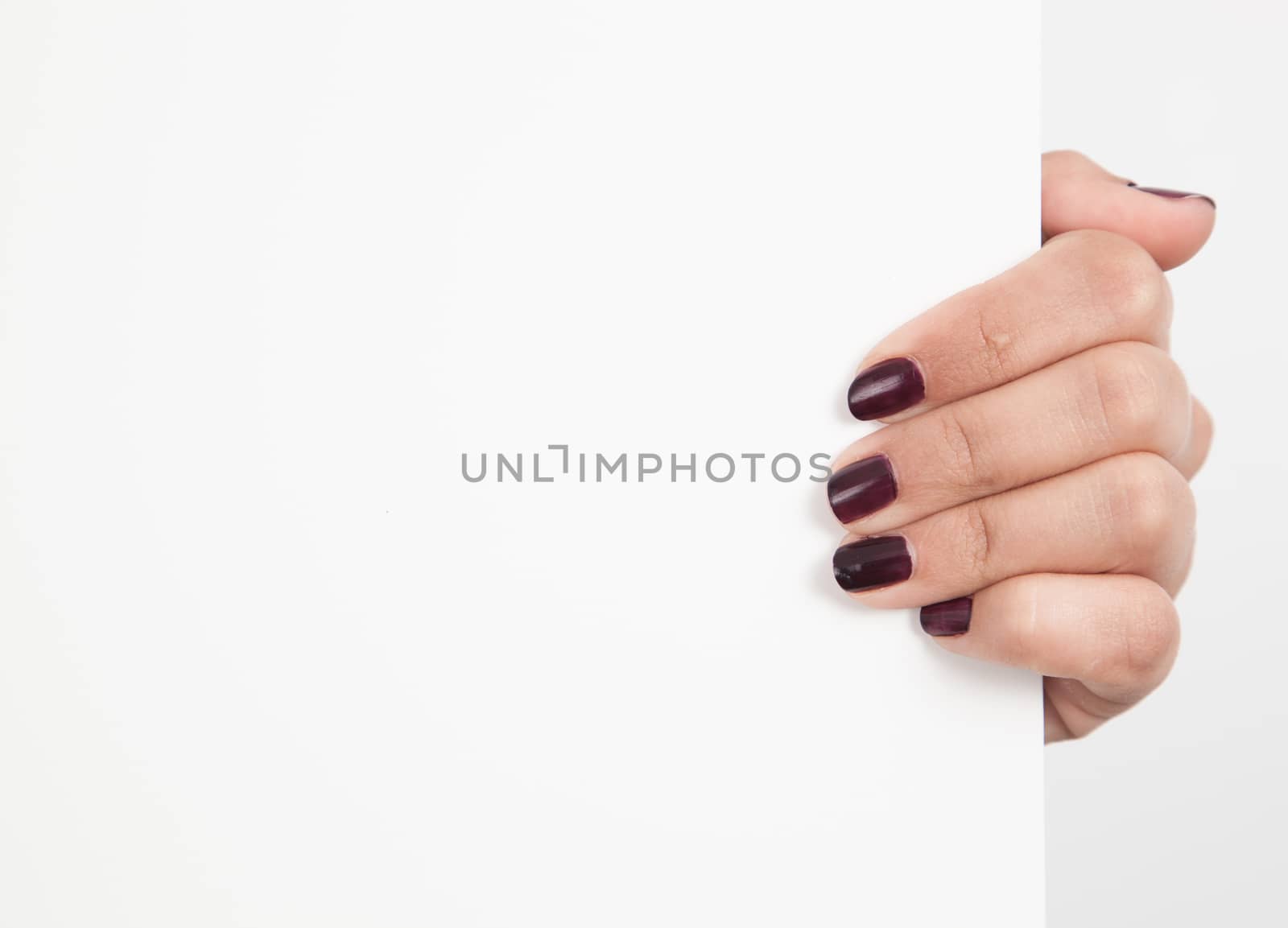 Hand holding a with board by Izaphoto
