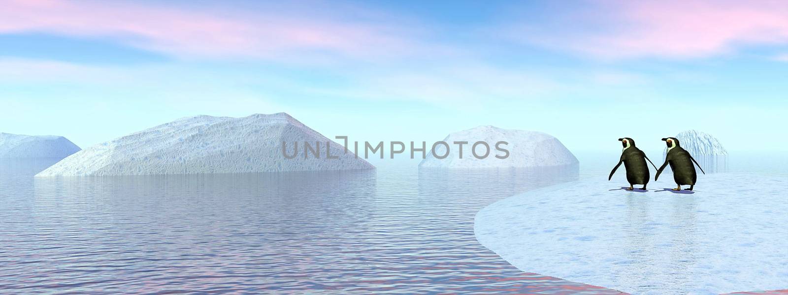 Penguin couple - 3D render by Elenaphotos21
