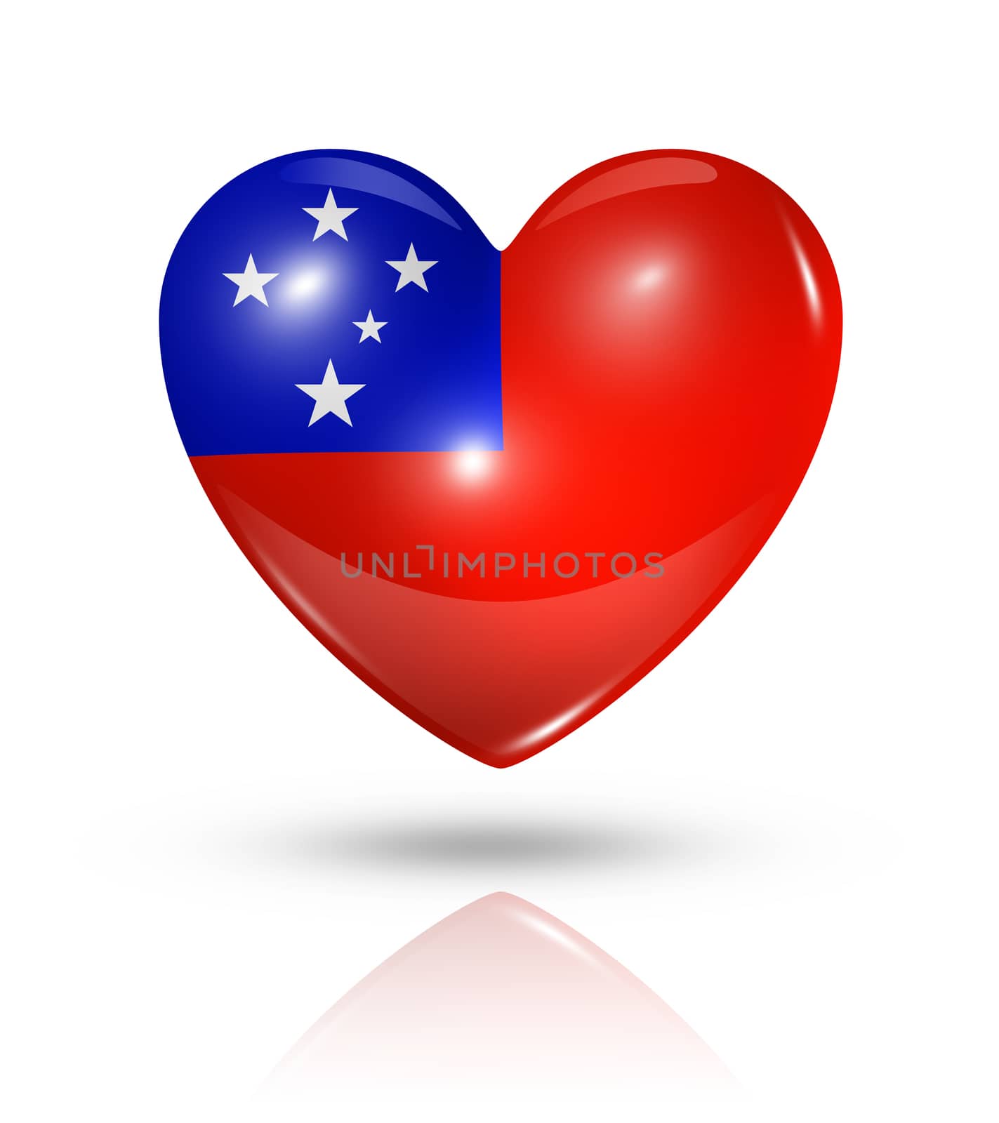 Love Samoa symbol. 3D heart flag icon isolated on white with clipping path