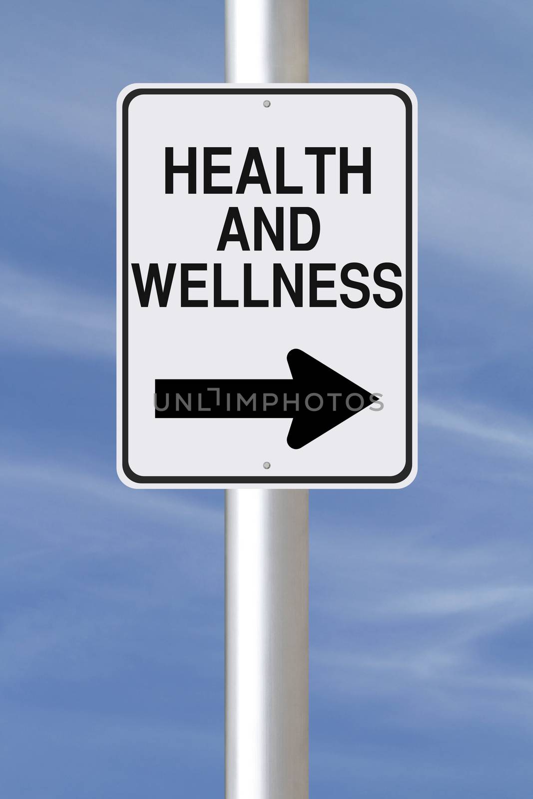 A modified one way street sign on Health and Wellness