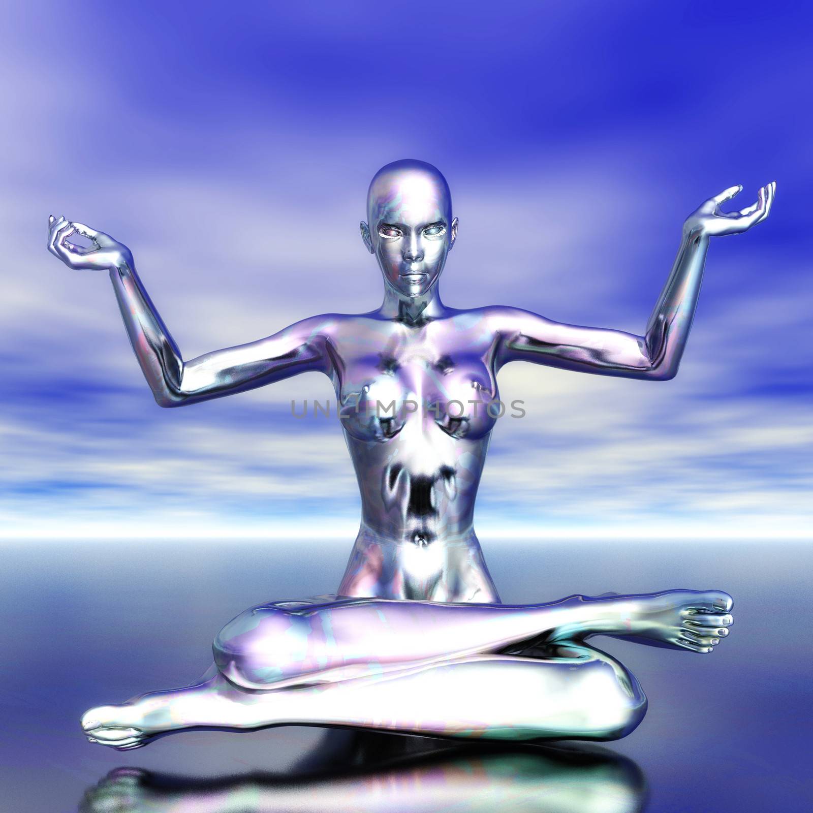 Digital Illustration of a meditating Female