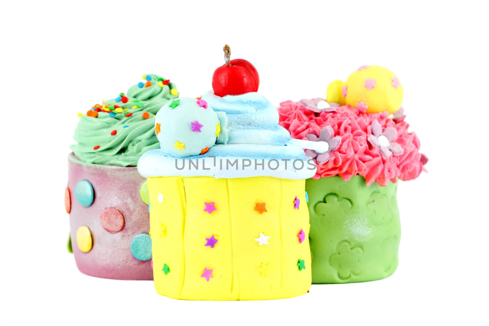 sweet cupcakes on white background