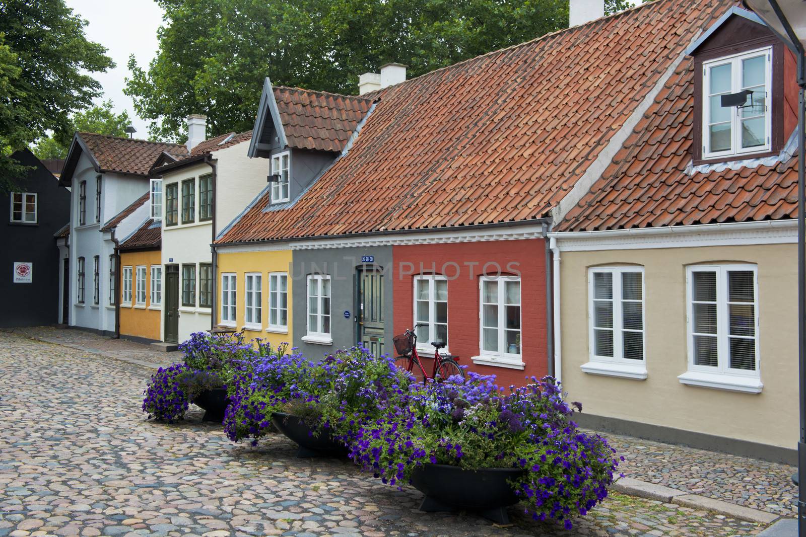 Ancient houses in the old town center of the city of Odense, Funen, Denmark