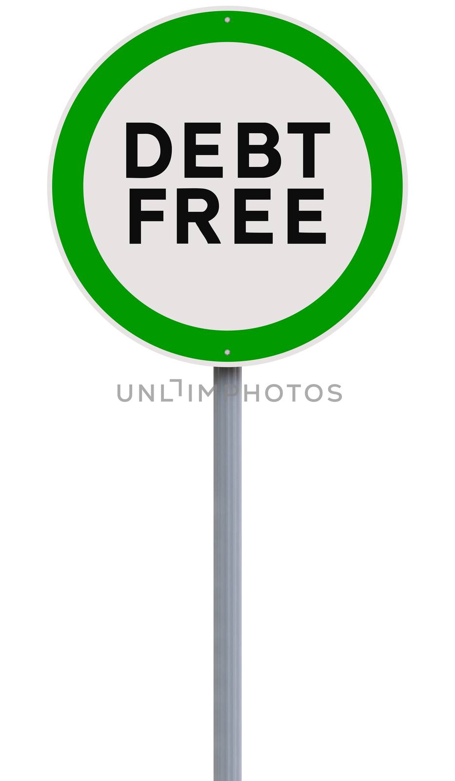 A conceptual road sign on freedom from debt