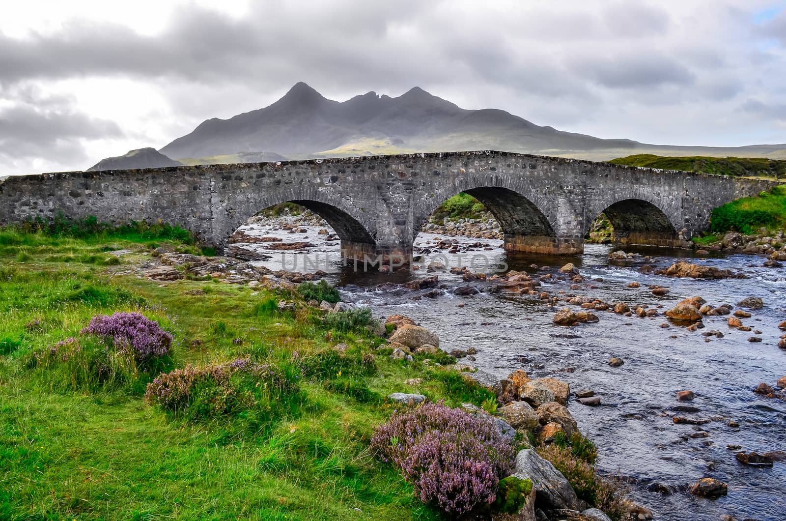 Bridge on Sligachan with Cuillins Hills in the background, Scotl by martinm303