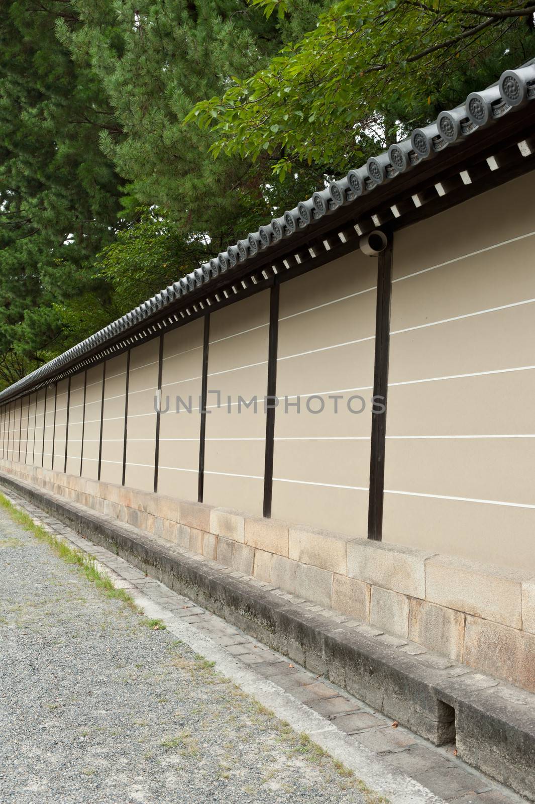 Wal of the imperial palace in Kyoto, Japan