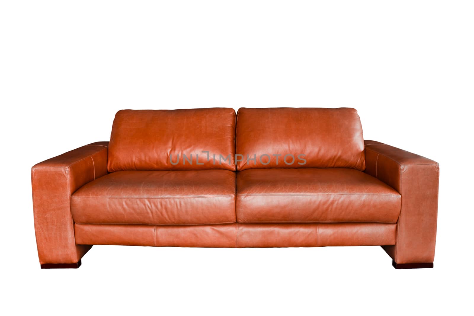 brown leather sofa isolated in white background