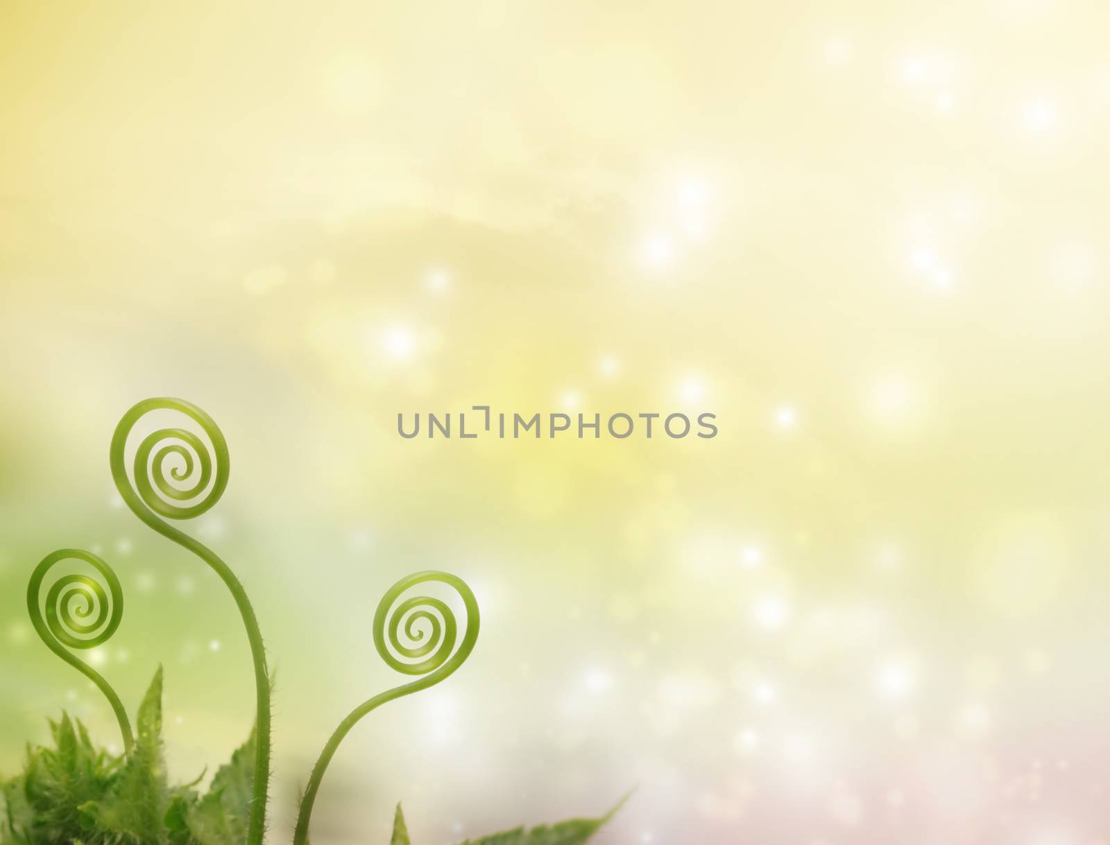 Plant tendrils on fantasy pastel colored background