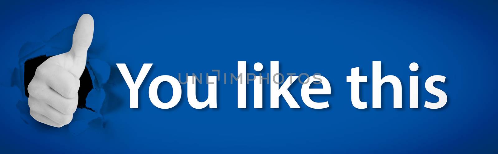 Social network logo presenting thumb up besides you like this