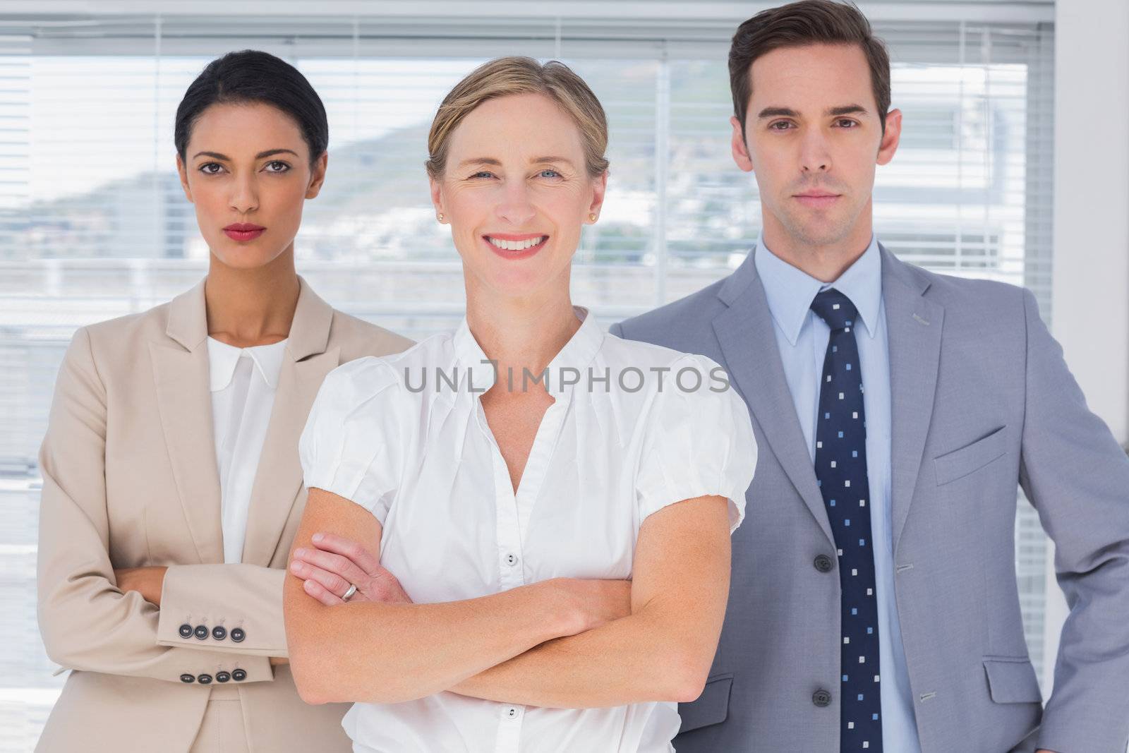 Group of business people standing in front of the camera