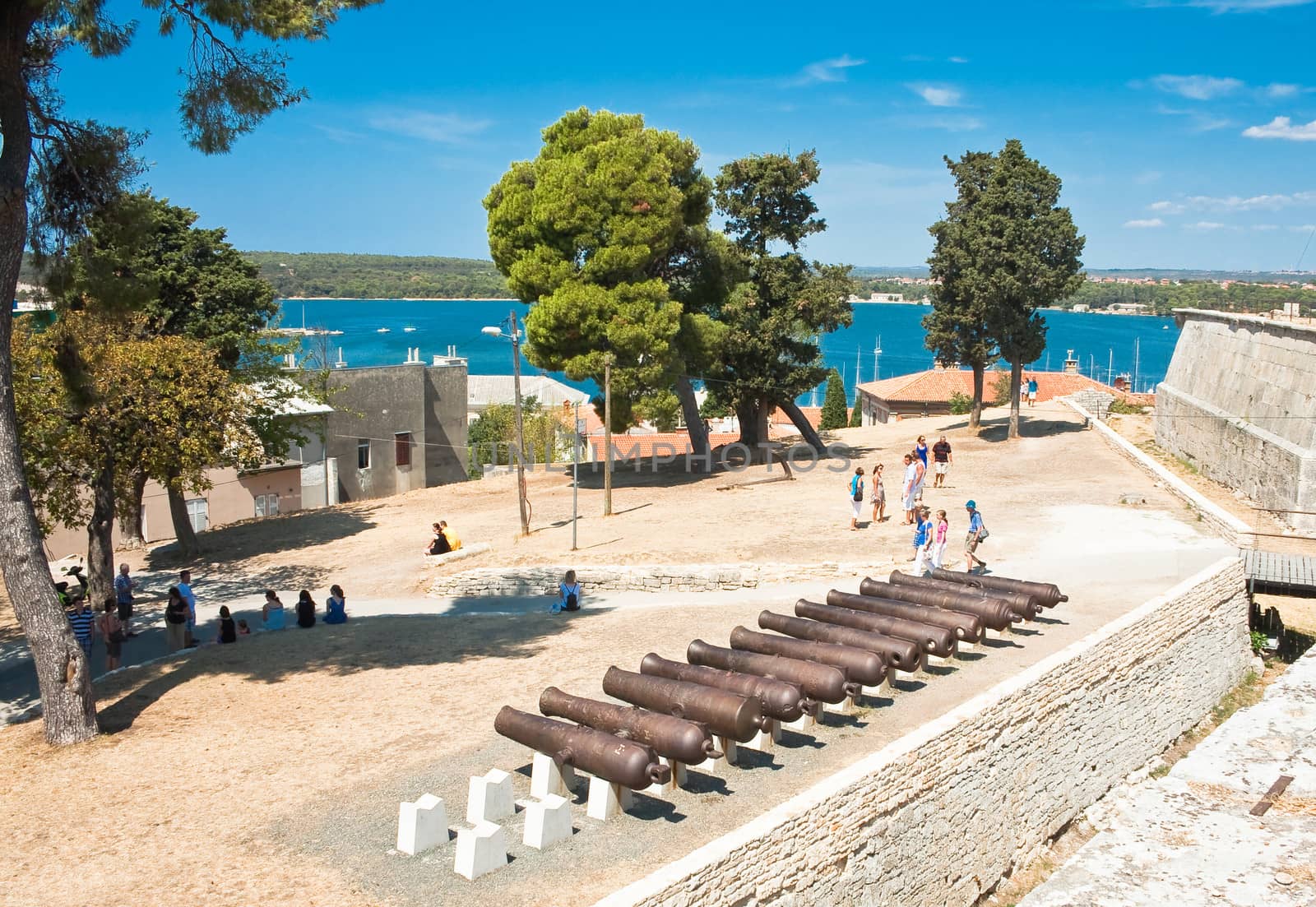 Antique guns on the hill Kastel. Pula. Croatia