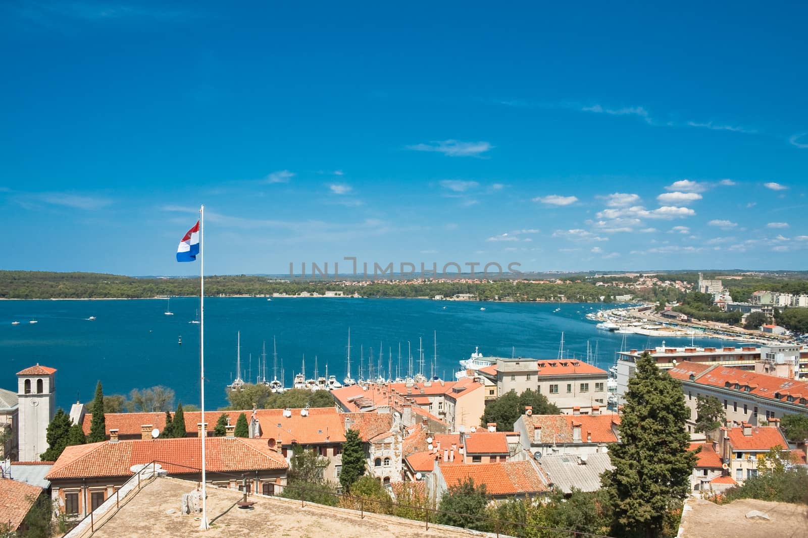 View of the city and the bay from the hill Kastel. Pula. Croatia by nikolpetr