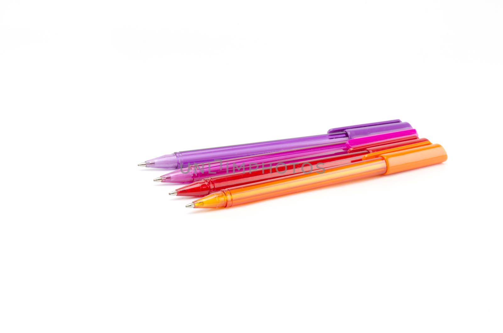 colorful pens isolated on white background