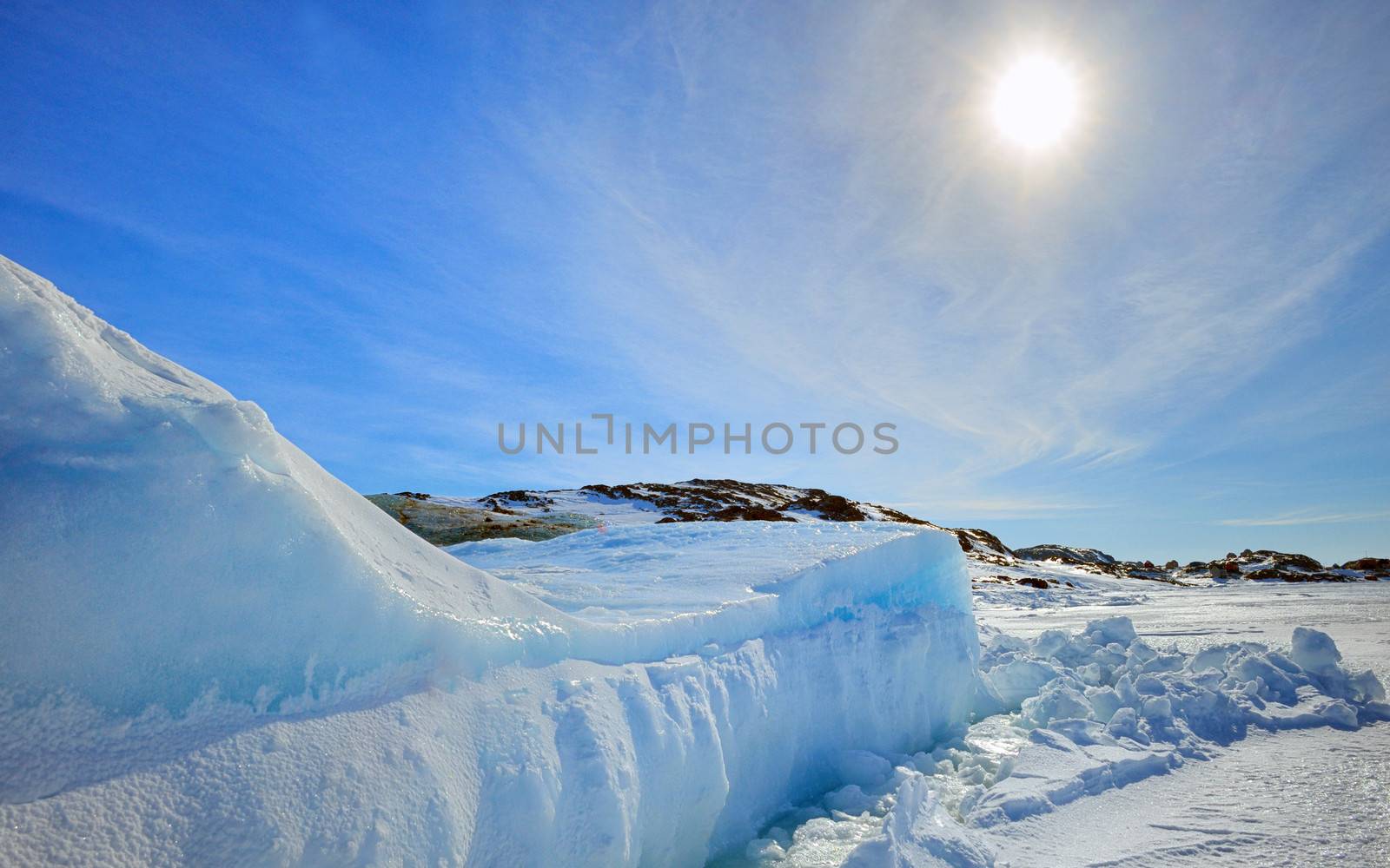 Iceberg in Greenland in sunshine
