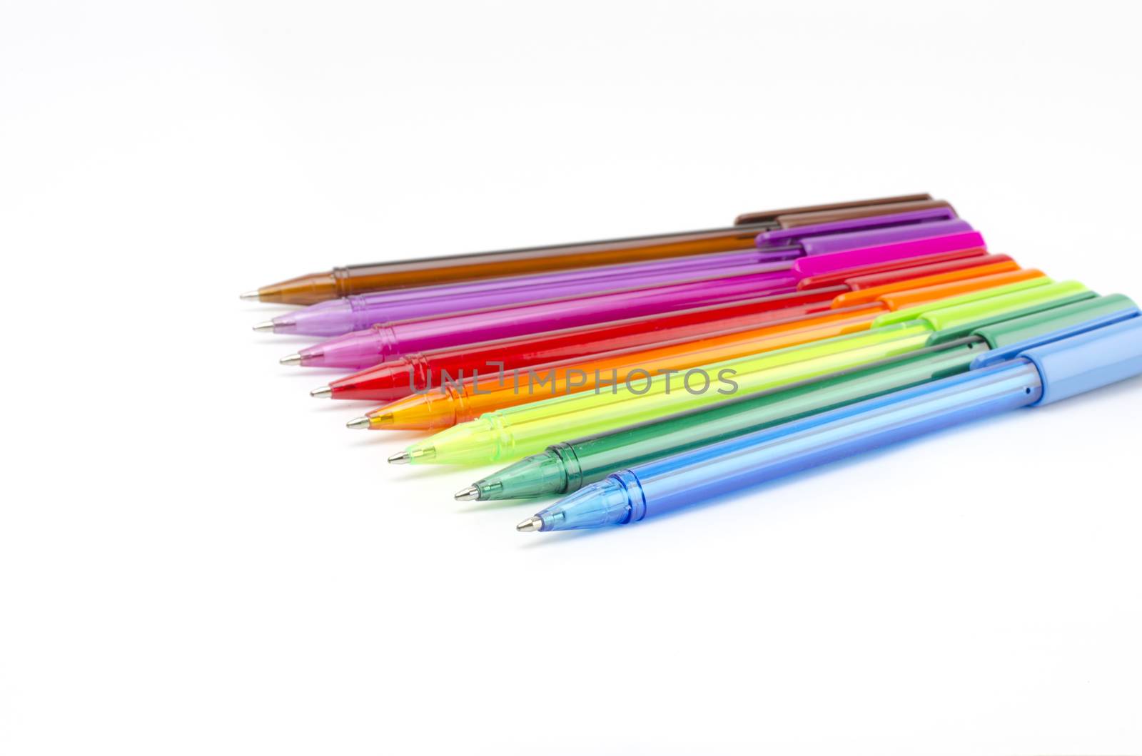 colorful pens isolated on white background