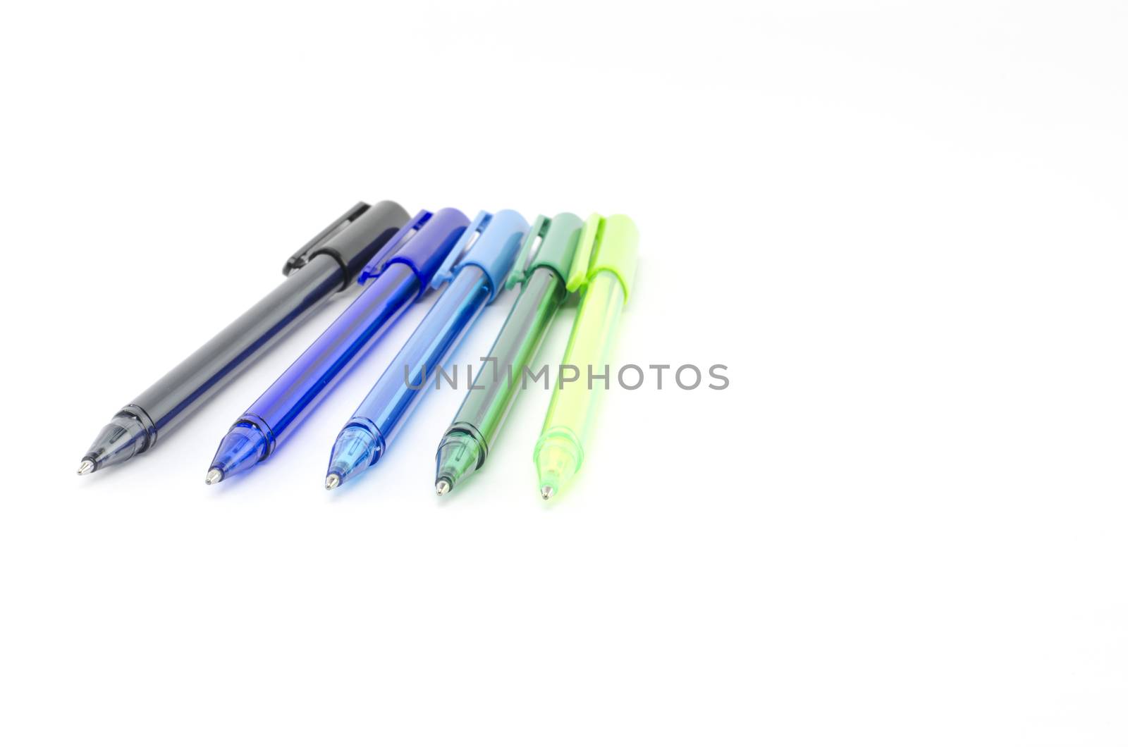 colorful pens isolated on white background