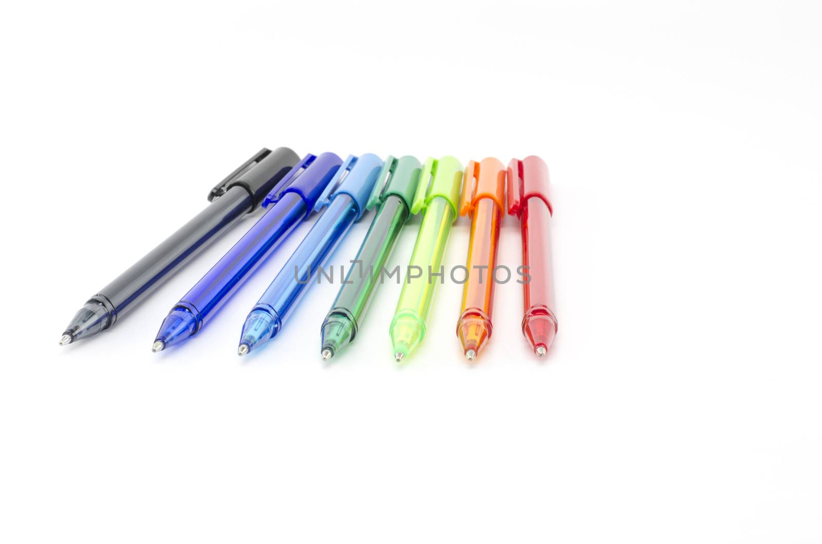 colorful pens isolated on white background