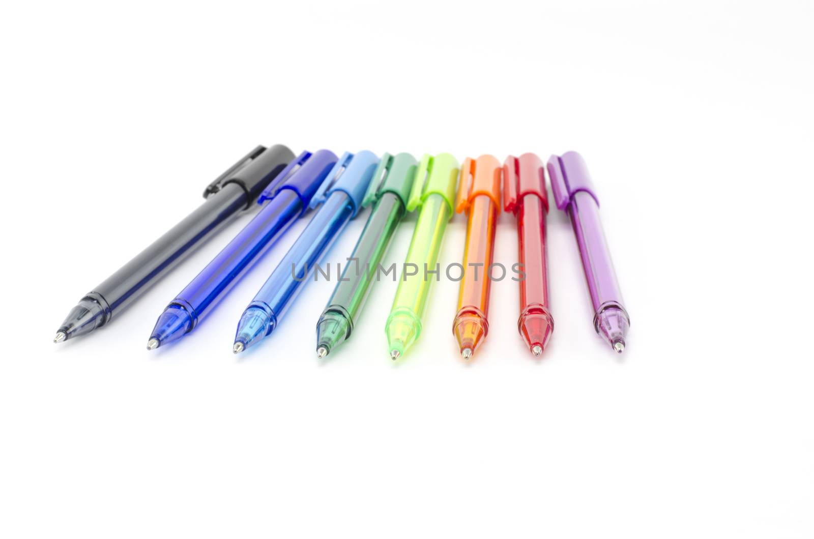 colorful pens isolated on white background