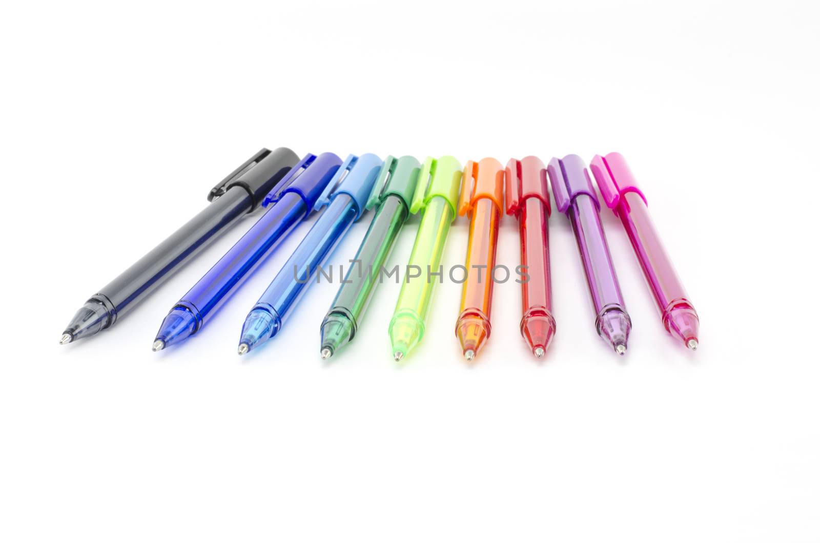 colorful pens isolated on white background