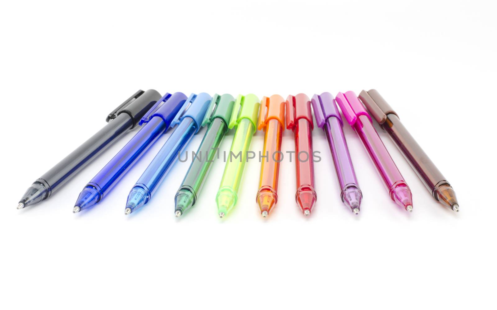 colorful pens isolated on white background