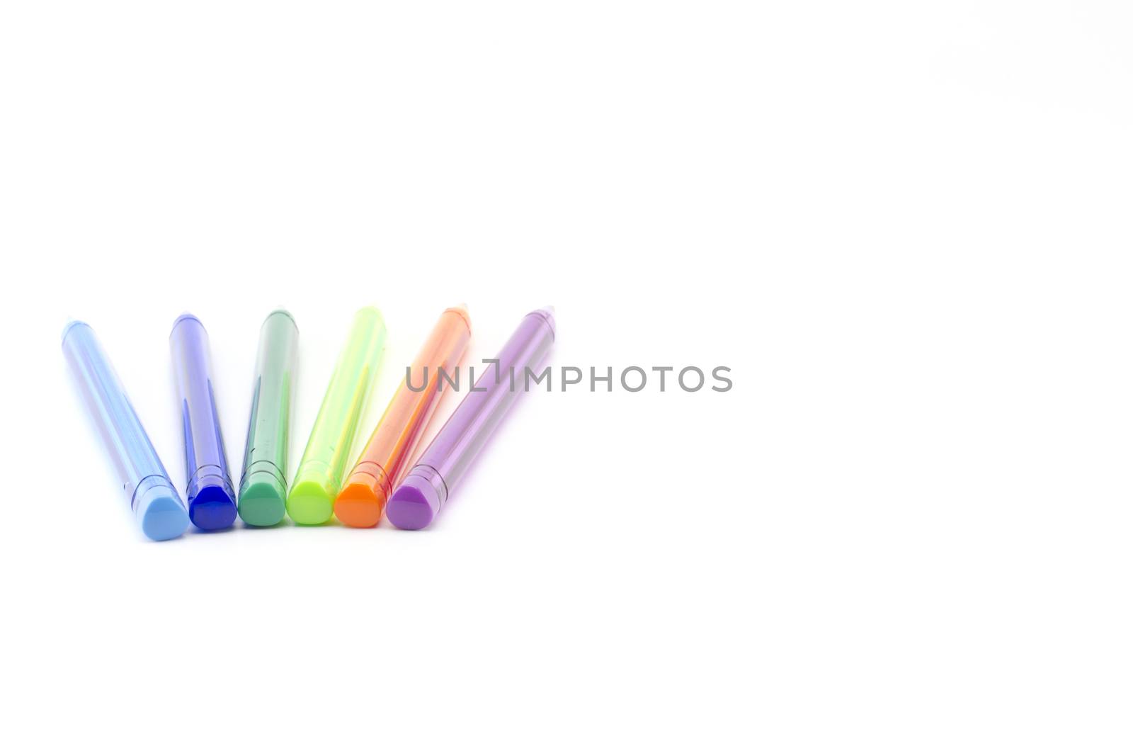 colorful pens isolated on white background