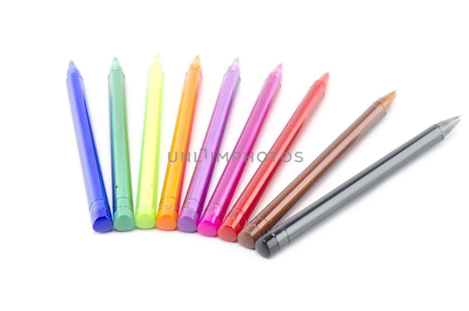 colorful pens isolated on white background