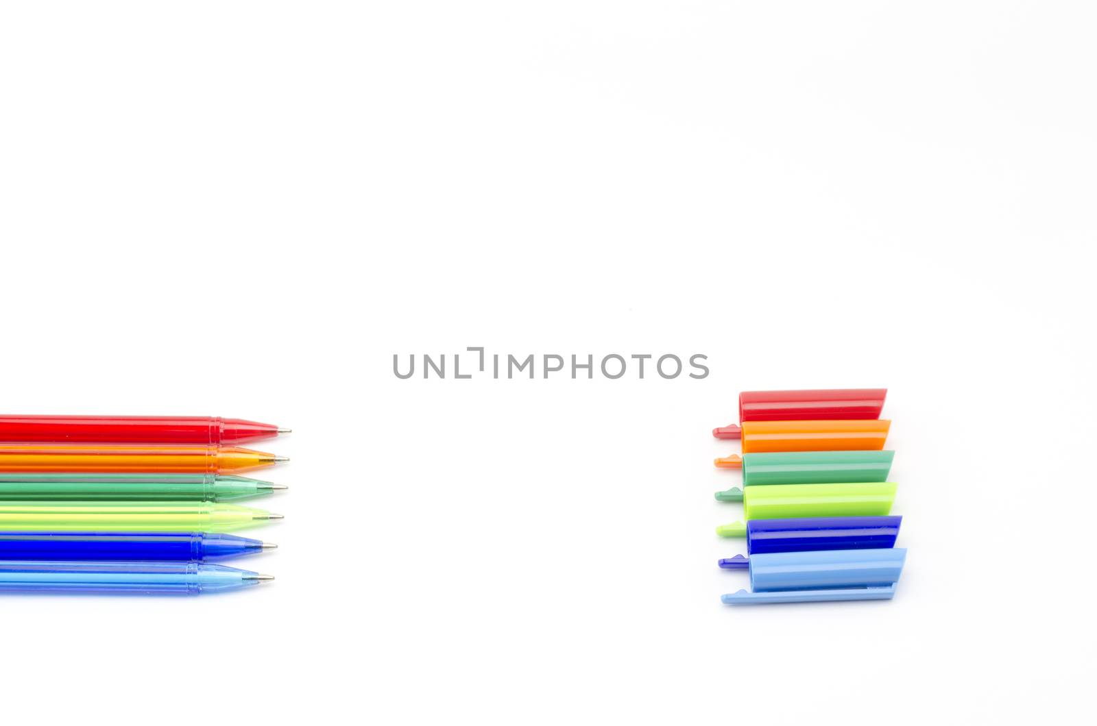 colorful pens isolated on white background